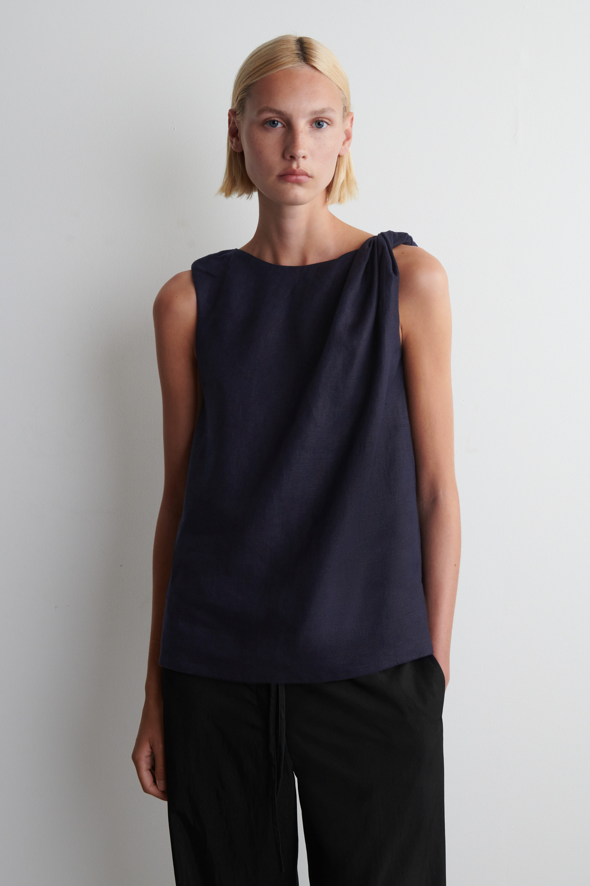 Twisted-Detail Linen Top
