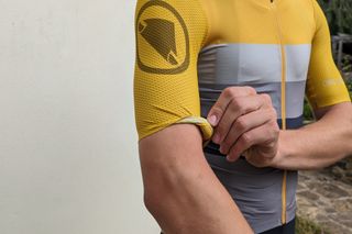 Endura Pro SL race jersey sleeve close up being worn