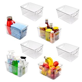 Clearstorage Clear Plastic Storage Bins, 8 Pack Pantry Organizers and Storage With Handle, Pantry Storage for Fridge, Freezer, Kitchen Cabinet, Pantry Organization and Storage, Bpa Free (11x8x6 )