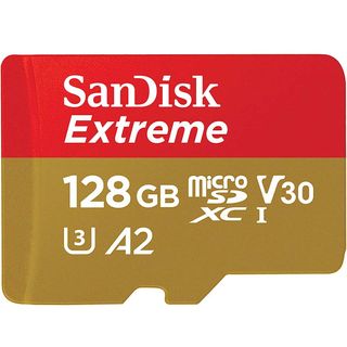 SanDisk Extreme 128GB microSD card.