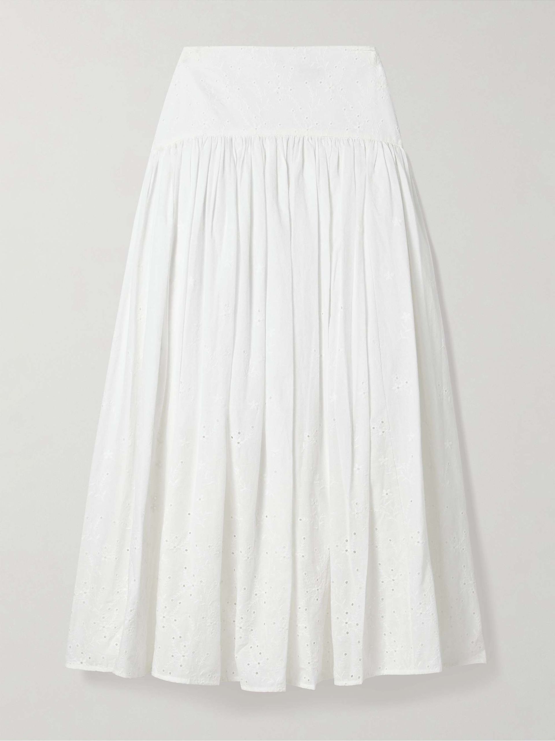 Procida Gathered Broderie Anglaise Cotton Maxi Skirt