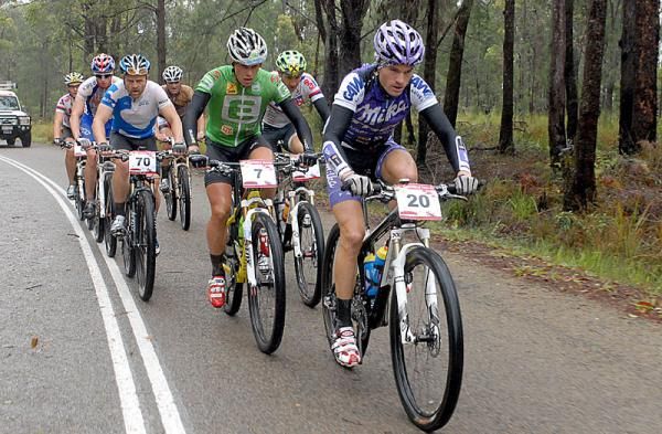 Jeroen Boelen (Milka-Trek) at the front of the chase group