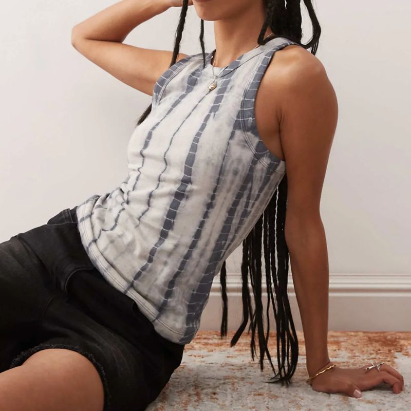 Weekday Tank Top in Black Tie Dye on model 