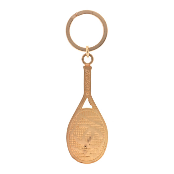 Chanel Metal Cc Tennis Racket Key Chain Gold