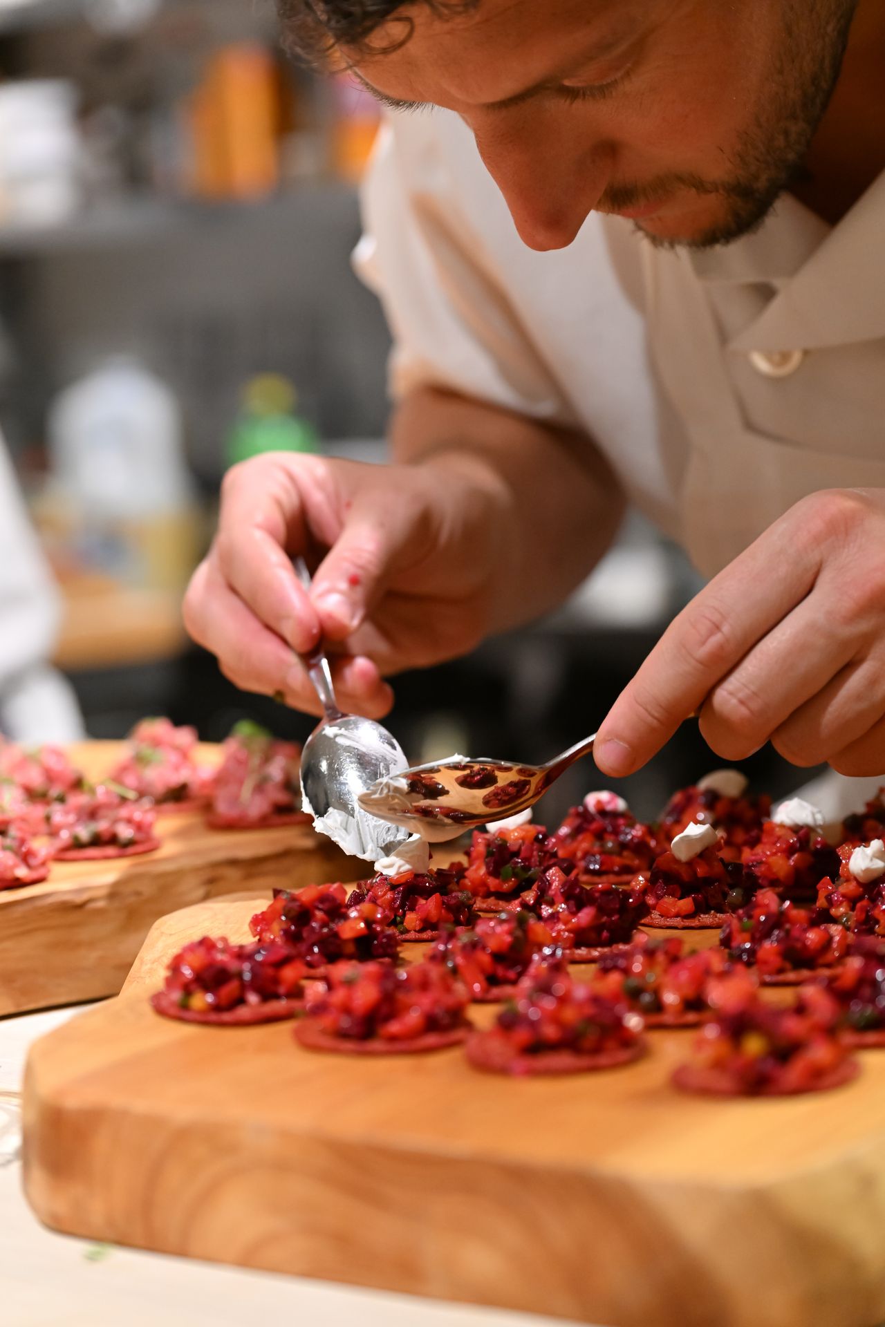 Chef making canapes