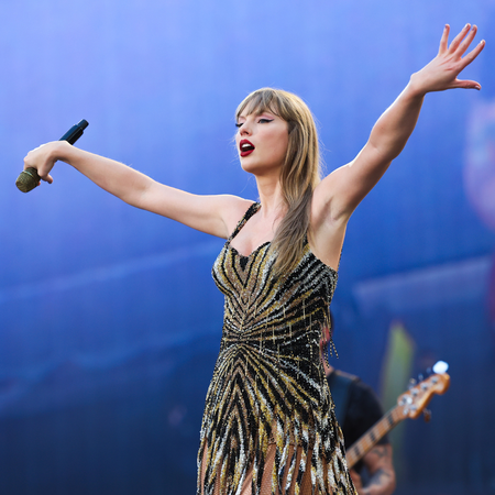 Taylor Swift performs onstage during "Taylor Swift | The Eras Tour" at San Siro on July 13, 2024 in Milan, Italy