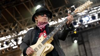 Rock and Roll Hall of Fame member Tom Petersson of the band Cheap Trick performs onstage at Ventura County Fairgrounds and Event Center on August 10, 2022 in Ventura, California.