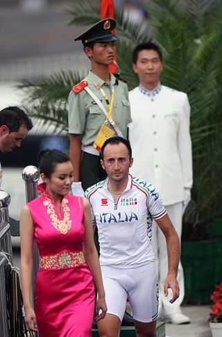 Davide Rebellin, 37, of Team Italy won silver in the men's road race