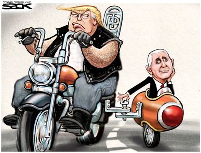 Political cartoon U.S. Trump Pence 2020 presidential campaign