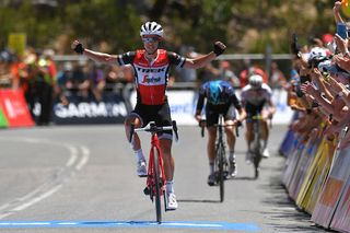 Trek-Segafredo's Richie Porte wins the stage on Willunga Hill at the 2019 Tour Down Under for the sixth time in a row