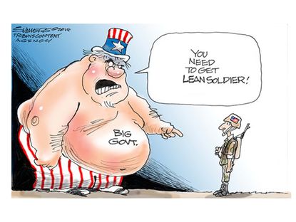 Political cartoon Big Government defense spending