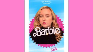 Christina in the Barbie selfie/movie poster generator/ in a pink template