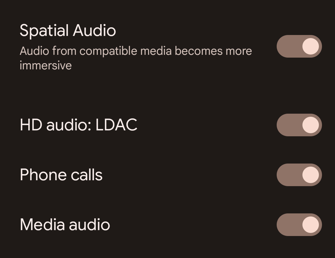 Captura de tela em close mostrando o codec LDAC nas configurações de Bluetooth.