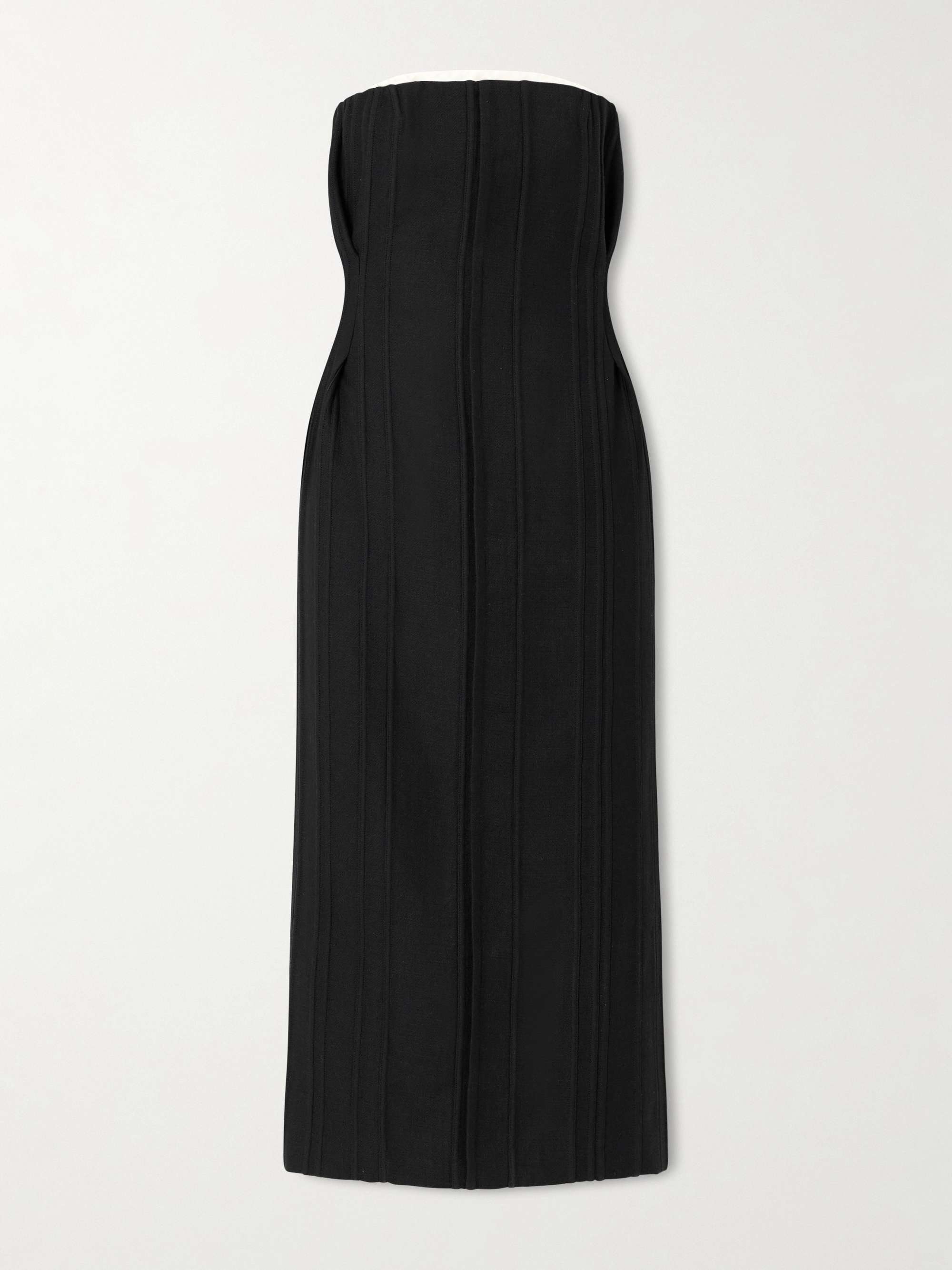 Naomi Strapless Wool Midi Dress