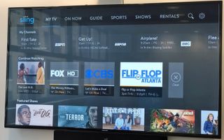 The Sling TV app, featuring network TV from the AirTV.