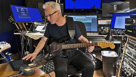 Michael Brook in his studio