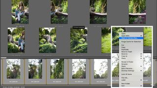 An Adobe Bridge screenshot, with a sequence of images selected, ready to be imported into Camera Raw