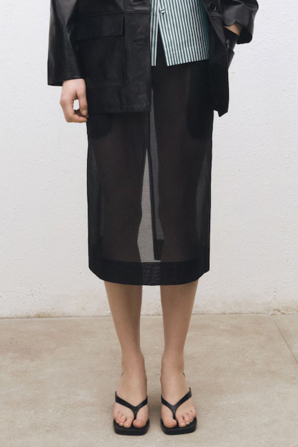 Mango Semi-Transparent Silk Midi-Skirt