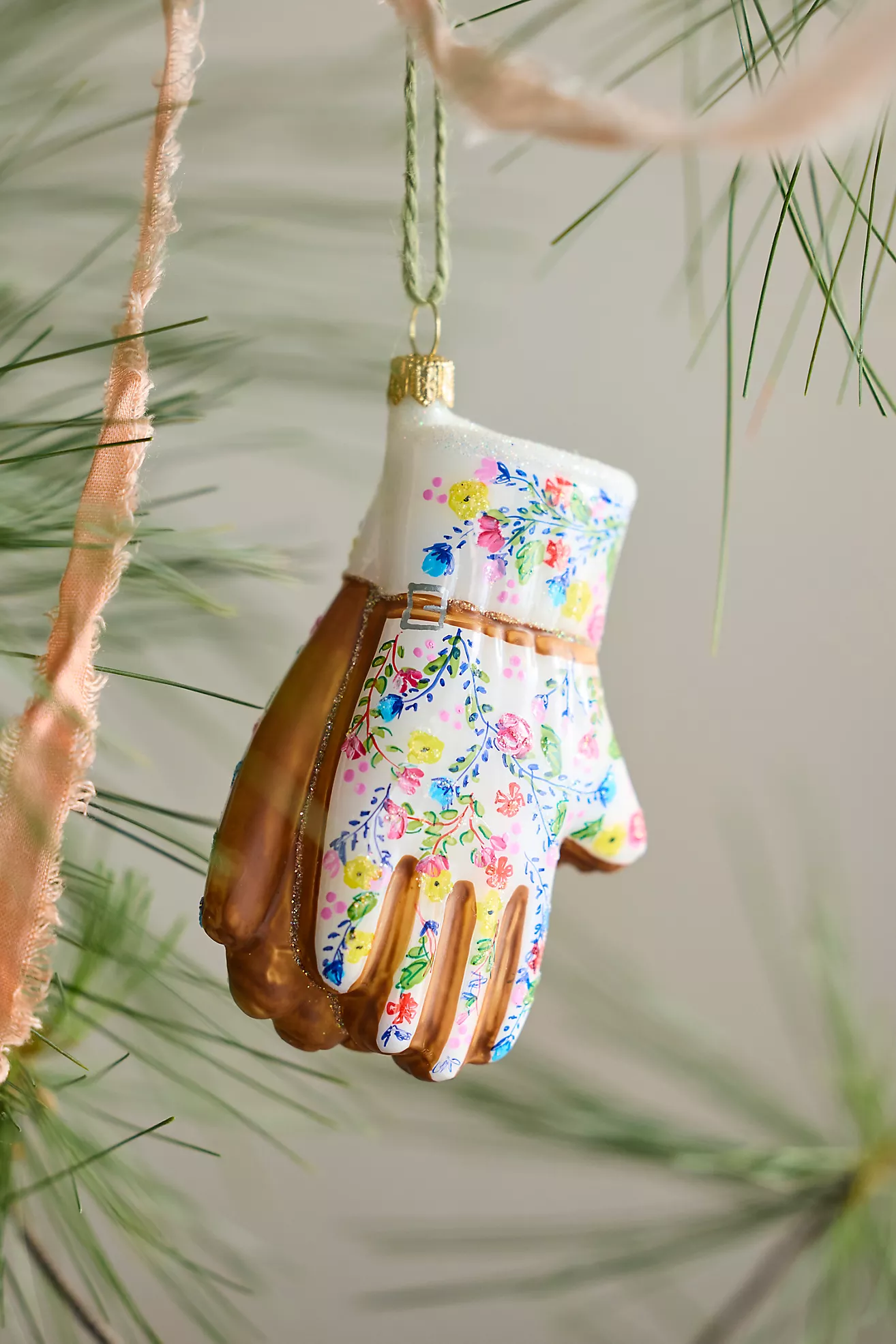 Terrain Garden Gloves Glass Ornament