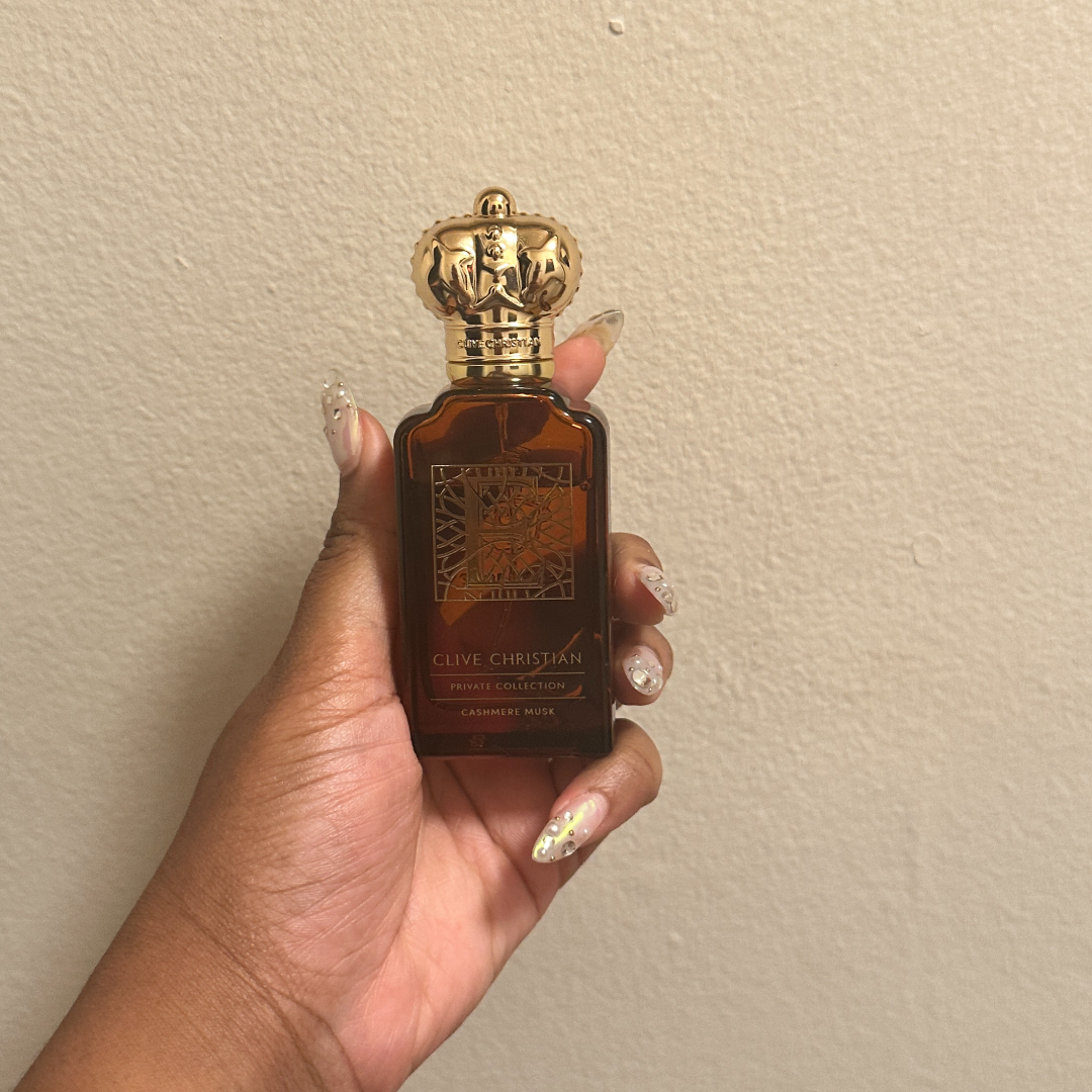 Ariel Baker testing Clive Christian E Cashmere Musk Perfume.