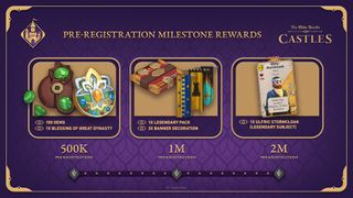 Screenshot of The Elder Scrolls: Castles pre-registration milestones.