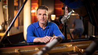 Gary Barlow in his recording studio for BBC Maestro songwriting lessons