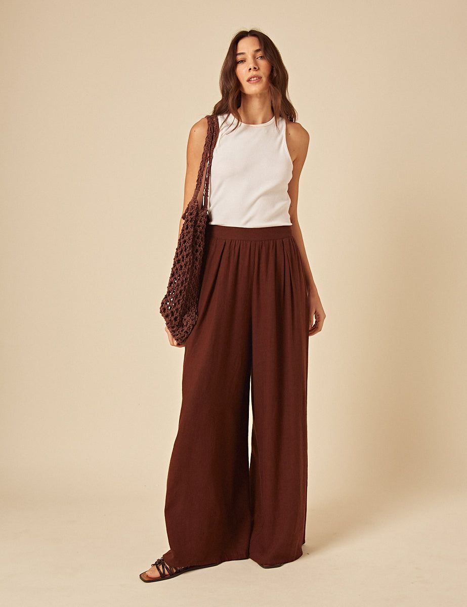 Brown Linen-Blend Jerrow Trousers