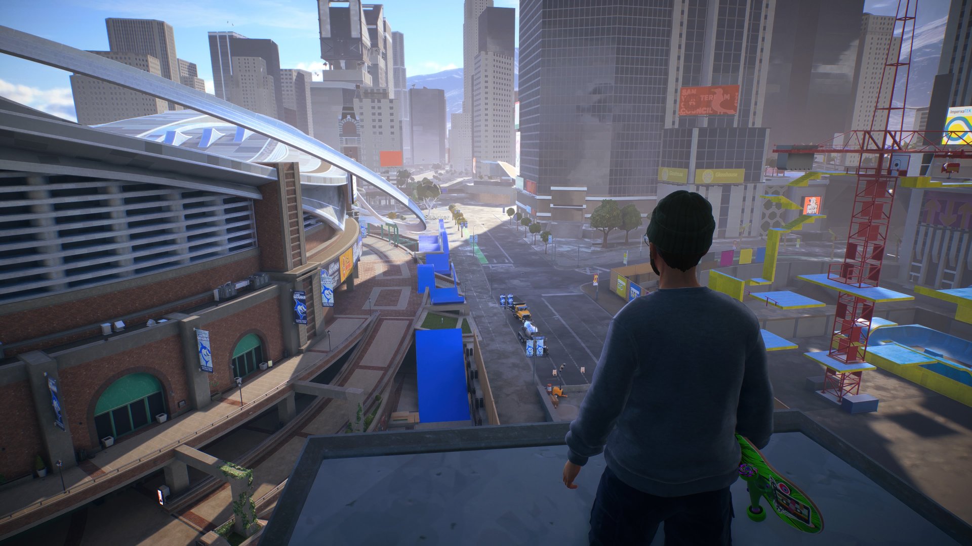 Skate screenshot of a skater looking out over San Vansterdam