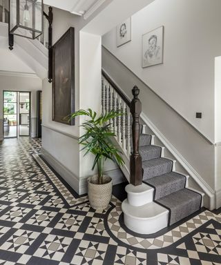 entryway with patterned tiles