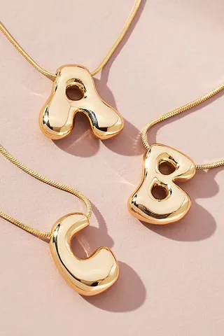 Gold-Plated Bubble Letter Monogram Necklace