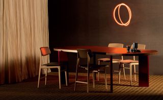 Michael Anastassiades 'Ordinal' dining table and Francesco Meda 'Woody' chairs for Molteni&C