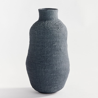 organically-shaped blue ceramic base