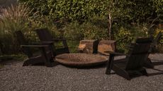 adrondack chairs around a firepit