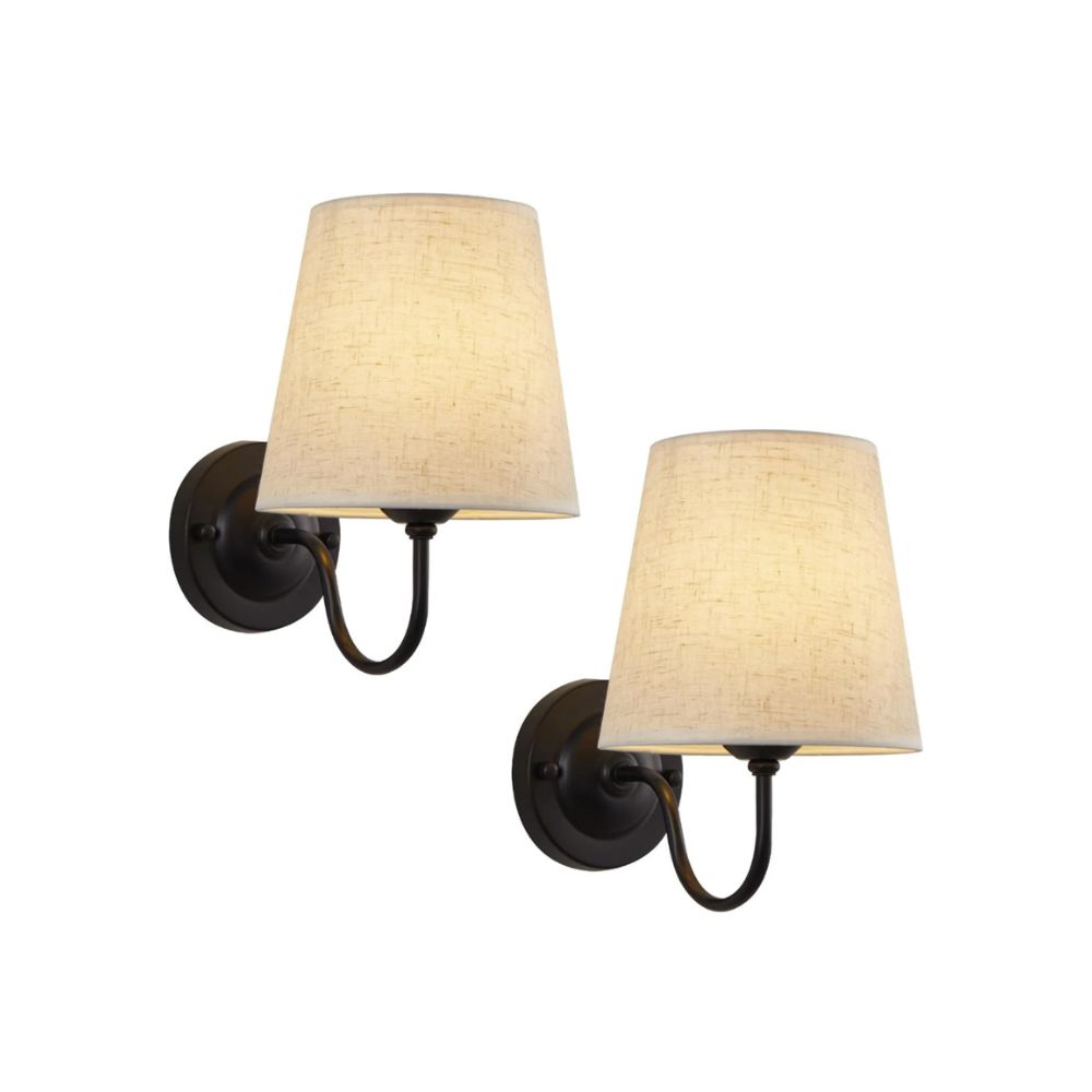pair of black and cream wall sconce lights