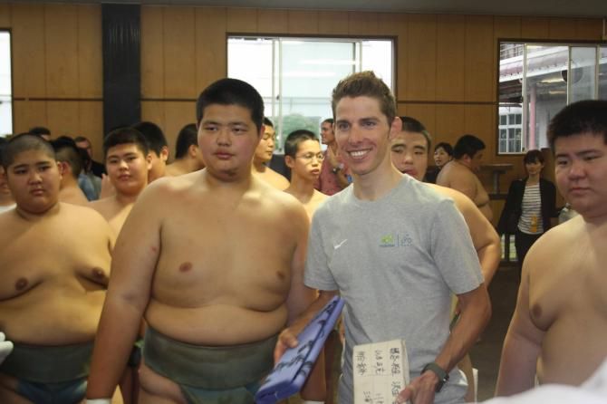 World champion Rui Costa after the sumo exhibition in Saitama.