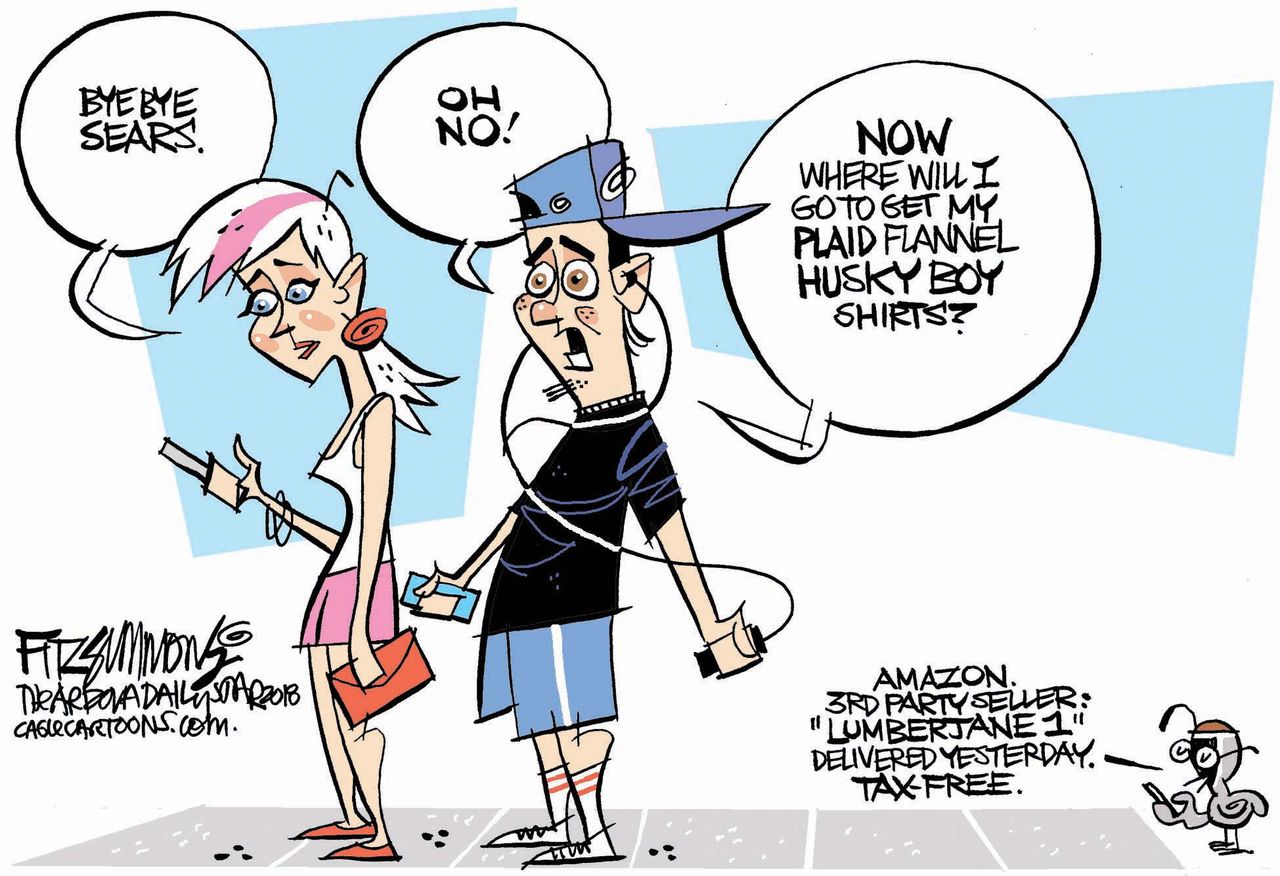 Editorial cartoon U.S. Sears department store closing Amazon