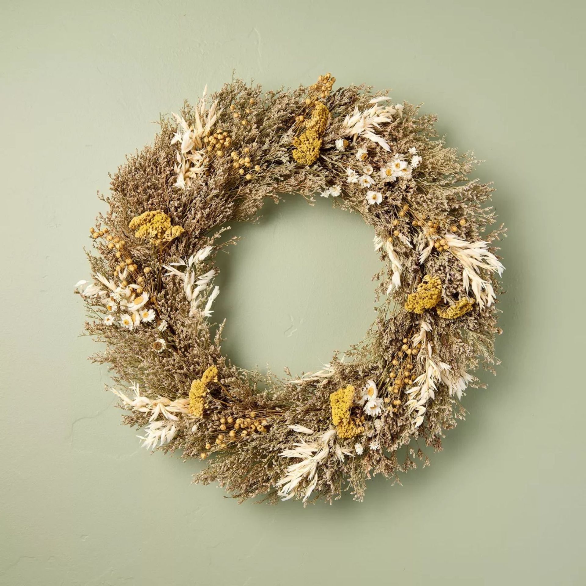 Preserved Spring Grass and Flower Wreath