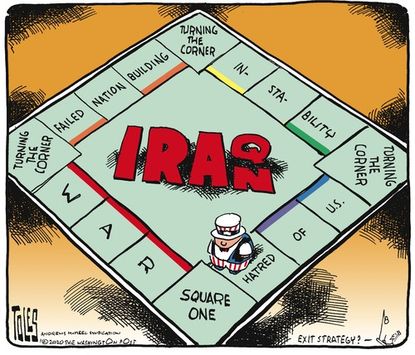 Political Cartoon U.S. Trump Iran Iraq Monopoly Board