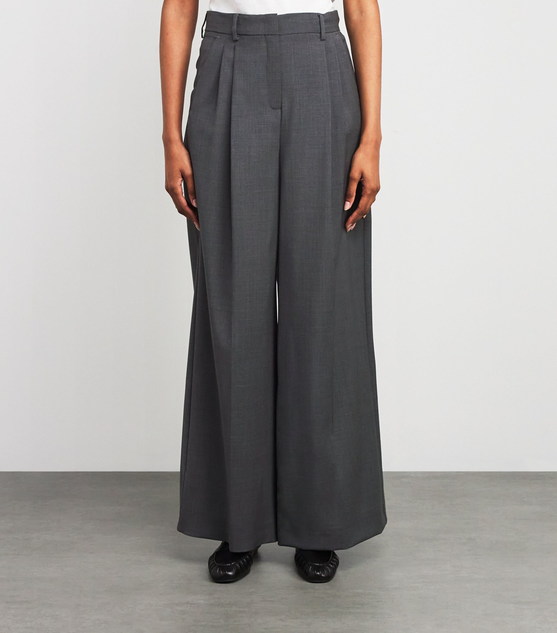 Virgin Wool Wide-Leg Tailored Trousers