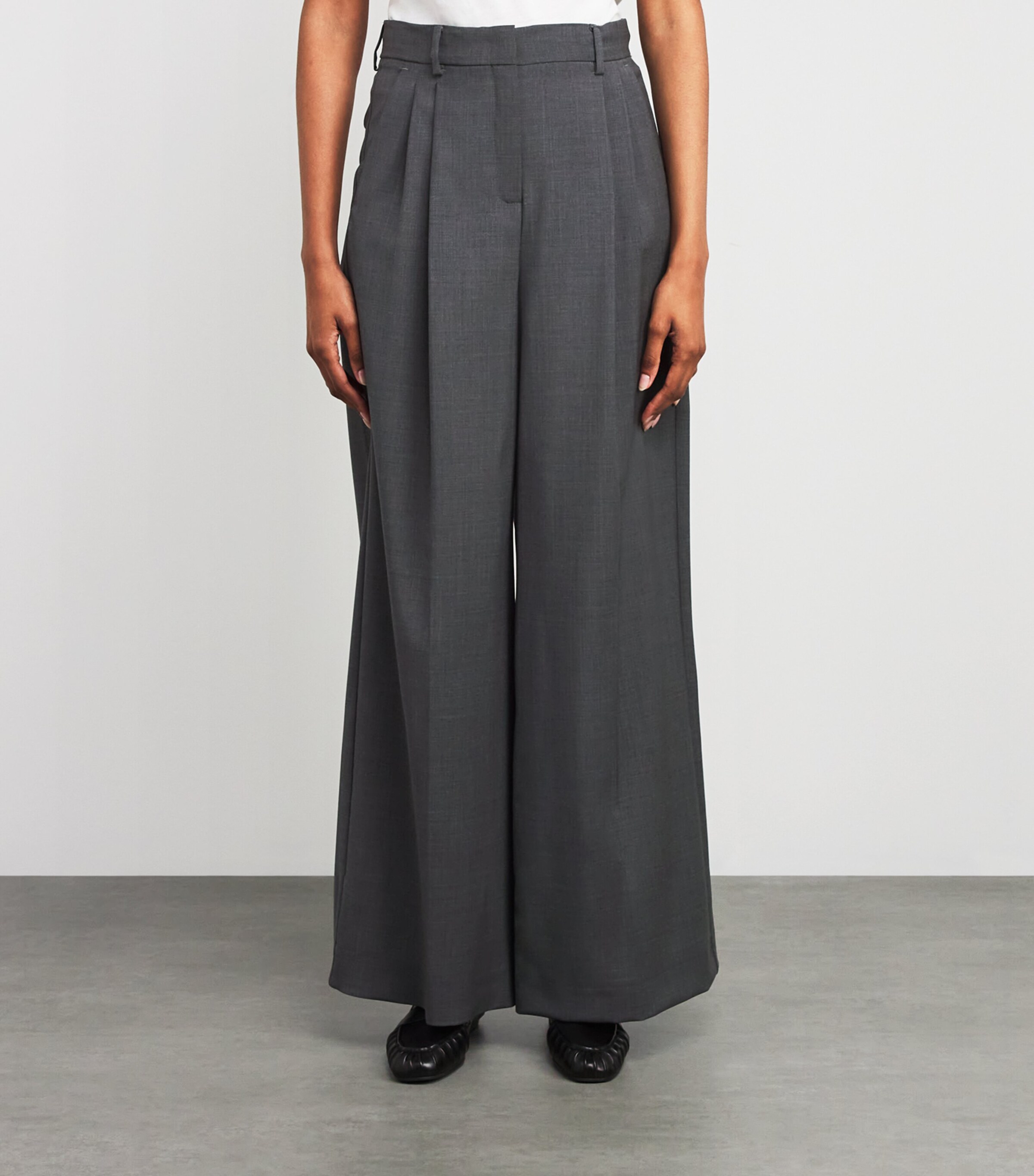 Virgin Wool Wide-Leg Tailored Trousers
