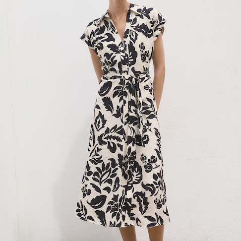 Mango Floral Midi Shirt Dress