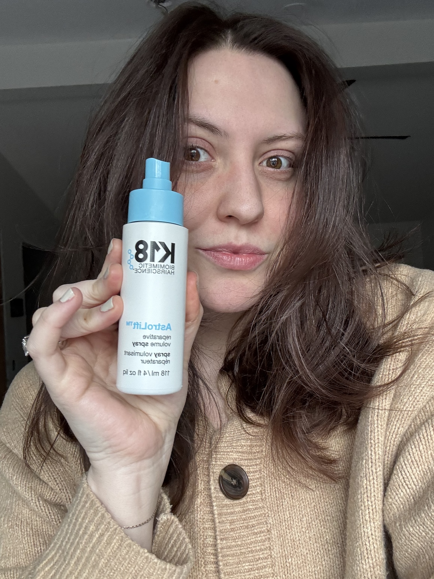 Sophia Vilensky before refreshing her hair with K18 AstroLift.