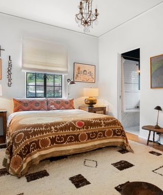 Master bedroom and en-suite in Walton Goggins’ home which is for sale in Hollywood, Los Angeles