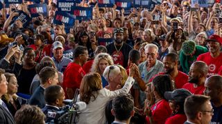 People attend a campaign event for Democratic presidential candidate, U.S. Vice President Kamala Harris and Democratic vice presidential candidate Minnesota Gov. Tim Walz on August 7, 2024 in Detroit, Michigan