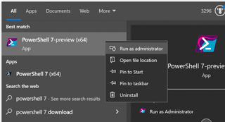 launch powershell as admin