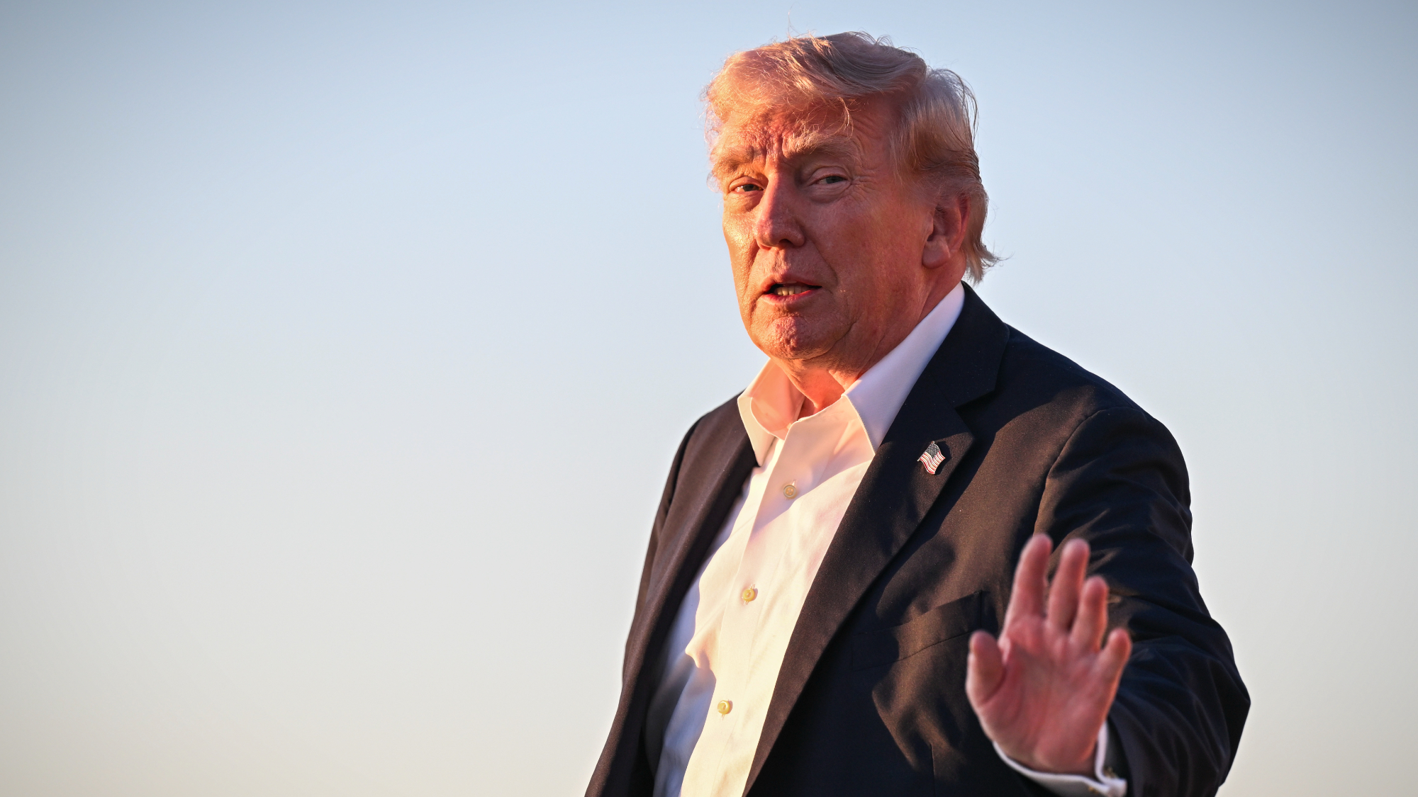 President Donald Trump exits Air Force One