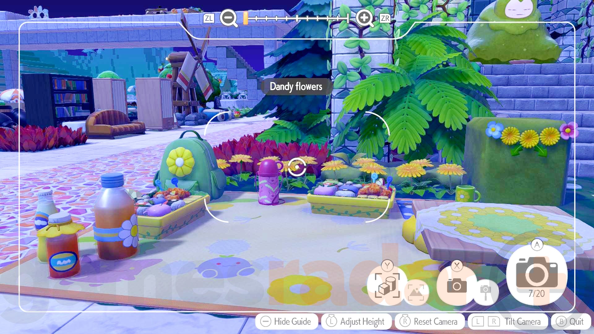 All of the items from the Hoppip event arranged in a habitat area.