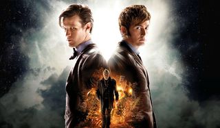 Doctor Who The Eleventh and Tenth Doctors back to back with the War Doctor below