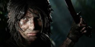 Lara Croft sneaks out of the shadows.