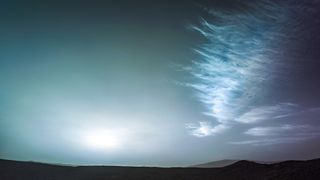 High-altitude clouds in the atmosphere of Mars captured by NASA's Perseverance rover.